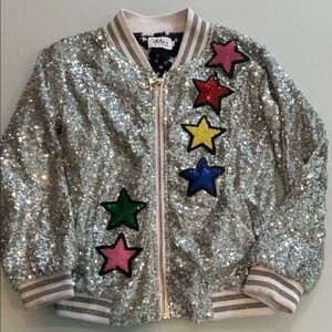 Sequin Bomber Jacket with Colorful Star 🌟 Patches and Unicorn 🦄 on the back